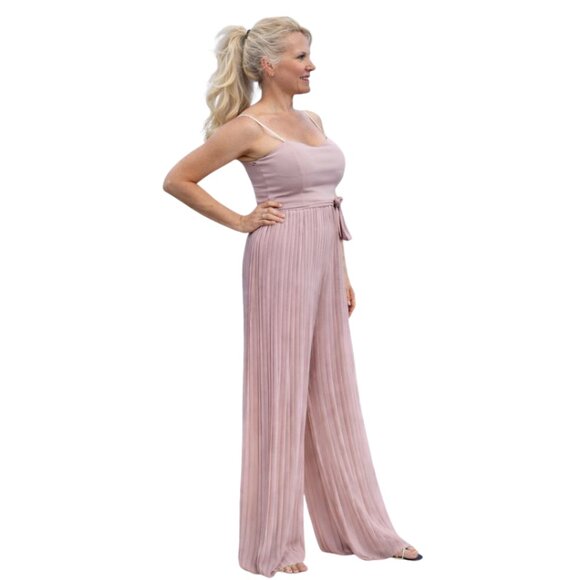 Strappy Maxi Pleated Jumpsuit | Blush Pink - Picture 4 of 7